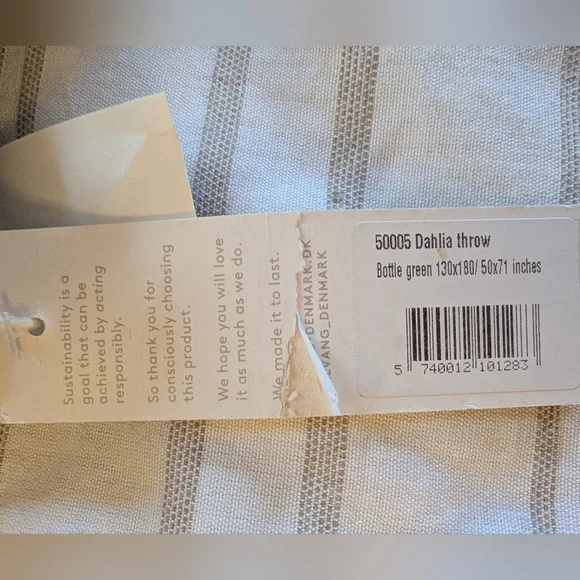 Elvang Dahlia throw blanket bottle green organic cotton linen blend - Picture 4 of 7